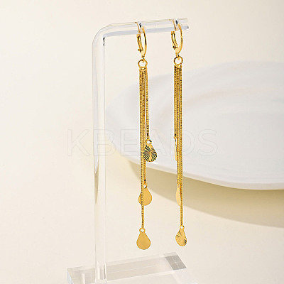 Fashionable Geometric Brass Earrings with Tassel Studs WN4550-5-1