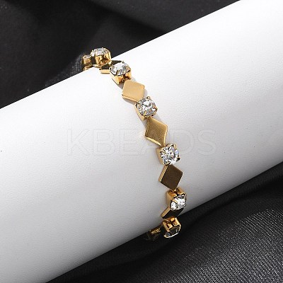 304 Stainless Steel Rhinestone Cup Chain Bracelets for Women BJEW-F488-26G-G-1