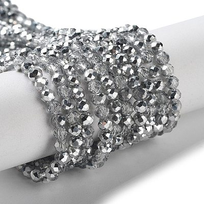 Half Plated Faceted Rondelle Glass Bead Strands EGLA-S095-3mm-03-1