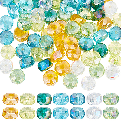 140Pcs 7 Style Electroplate Transparent Glass Beads Strands EGLA-SC0001-22-1