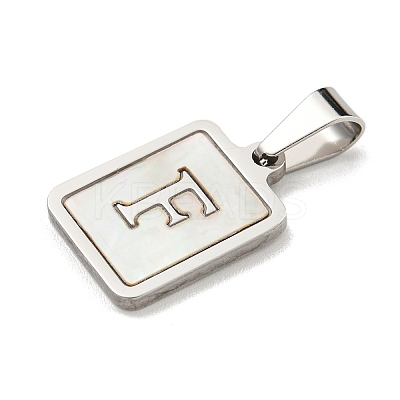 304 Stainless Steel Pave Natural White Shell Pendants STAS-S130-03P-F-1