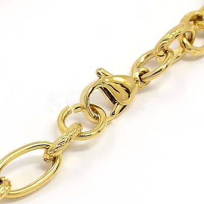 Fashionable 304 Stainless Steel Figaro Cable Chain Bracelets STAS-A028-B094-1