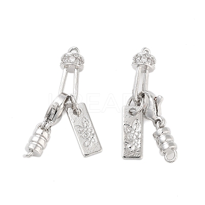 Brass Micro Pave Clear Cubic Zirconia Lobster Claw Clasps KK-Z059-14P-1
