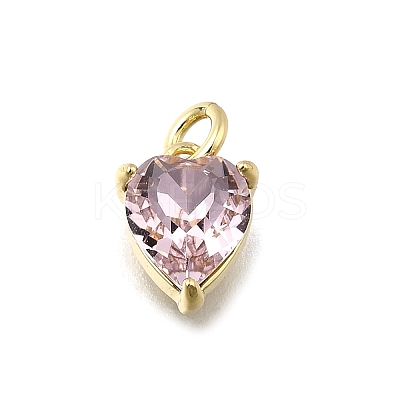 Heart Brass with Glass Charms KK-G525-07G-1