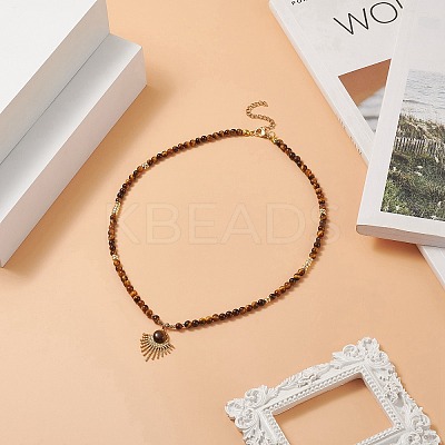 Natural Tiger Eye Beaded Necklaces NJEW-JN04226-04-1