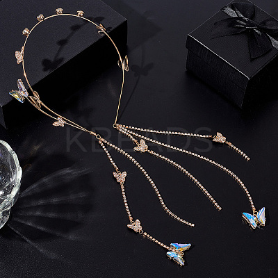 Zinc Alloy Rhinestone Hair Bands OHAR-WH20007-01B-G-1