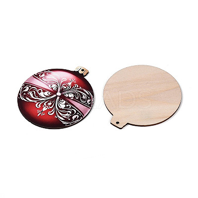 12Pcs UV Single Face Printed Wood Pendant Decorations WOOD-N020-45-1