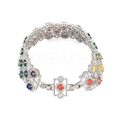 Platinum Tone Brass Micro Pave Cubic Zirconia Tennis Bracelets BJEW-B160-11P-1