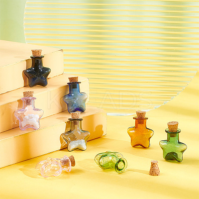 8Pcs 8 Colors Mini High Borosilicate Glass Bottle Bead Containers BOTT-DR0001-01-1