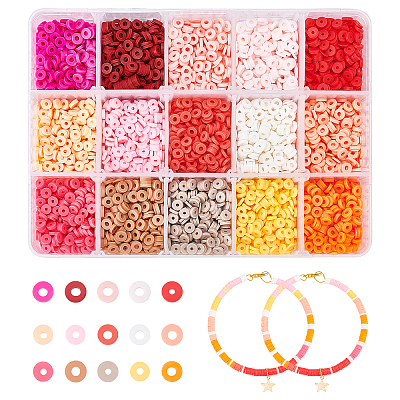 105g 15 Colors Handmade Polymer Clay Beads CLAY-AR0001-16-1