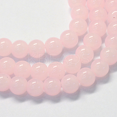 Baking Paint Imitation Jade Glass Round Bead Strands X-DGLA-Q021-6mm-02-1