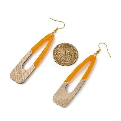 Two Tone Resin & Wood Dangle Earrings EJEW-JE05508-01-1