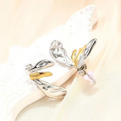 304 Stainless Steel Two-tone Stud Earrings for Women EJEW-R023-01GP-04-1