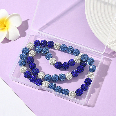 1Pc Polymer Clay Rhinestone Round Beaded Stretch Necklaces NJEW-SP0001-14A-1