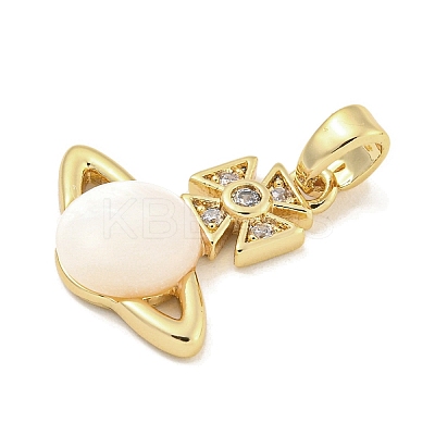 Brass with Clear Cubic Zirconia with Sea Shell Pendants KK-Q820-20G-1