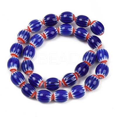 Handmade Millefiori Glass Oval Bead Strands LK-Z001-01A-1