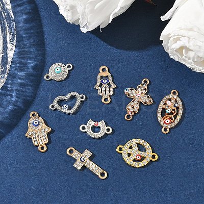 10Pcs 10 Styles Alloy Rhinestone Links/Connectors ALRI-YW0001-31-1