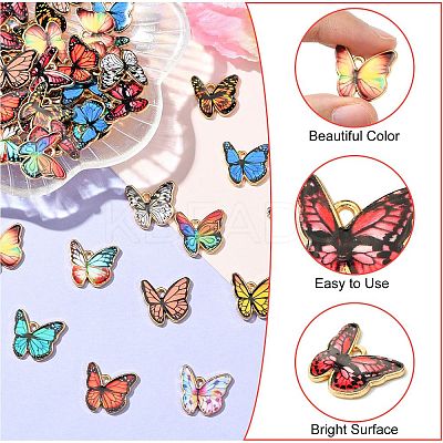 60Pcs 12 Colors Alloy Enamel Pendants FIND-CJ0011-13-1