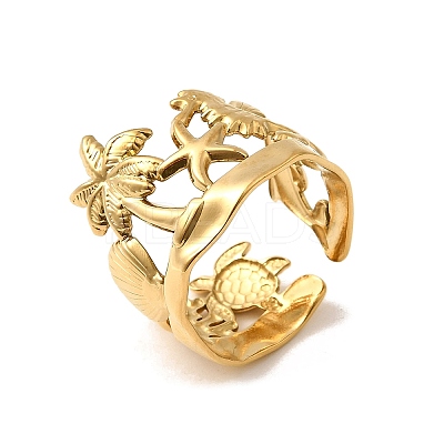 304 Stainless Steel Cuff Rings for Women LS-RJEW-F193-01G-1
