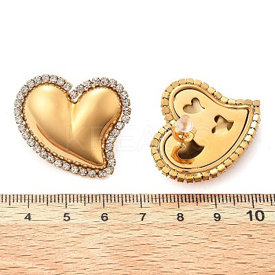 Heart 304 Stainless Steel Micro Pave Clear Cubic Zirconia Stud Earrings EJEW-V016-01G-01-1