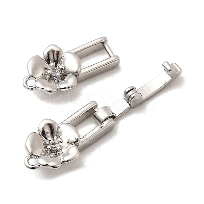 Brass Micro Pave Clear Cubic Zirconia Fold Over Clasps KK-C075-32P-1