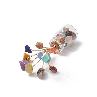 Natural & Synthetic Gemstone Chips Tree of Life Decorations AJEW-JD00016-1