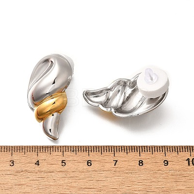 304 Stainless Steel Two Tone Stud Earrings LS-EJEW-G422-04GP-03-1