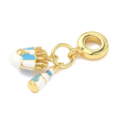Brass Enamel European Dangle Charms KK-I355-21G-02-1