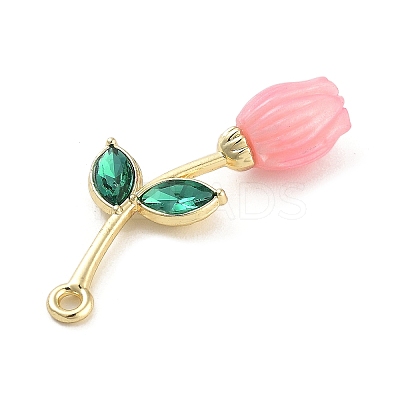 Alloy Resin Flower Pendants PALLOY-U003-06G-02-1