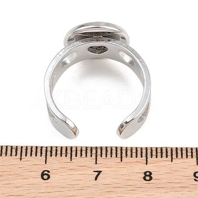 Hollow Heart 304 Stainless Steel Cuff Ring Components SA-CBA82C8-02C-P-1