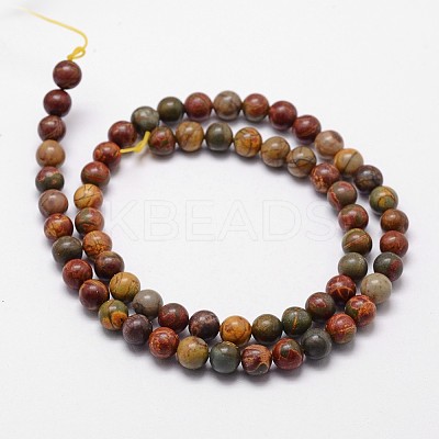 Natural Polychrome Jasper/Picasso Stone/Picasso Jasper Bead Strands X-G-D840-85-6mm-1