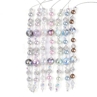 Glass and Acrylic and Imitation Pearl and Rhinestone Beads Strands MAK-T011-06M-1