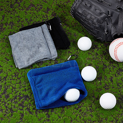 3Pcs 3 Colors Polyester Fibre Golf Wipe Towel AJEW-OC0005-36A-1