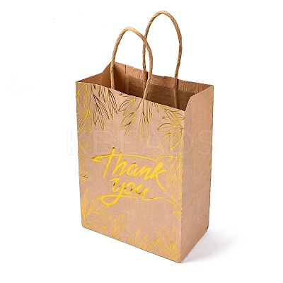 Gold Stamp Thank You Printed Paper Gift Tote Bags ABAG-Q055-03D-1