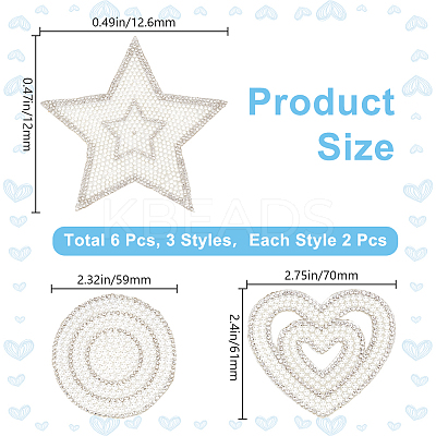 6Pcs 3 Styles Rhinestone Cloth Iron on/Sew on Patches DIY-GF0010-04-1