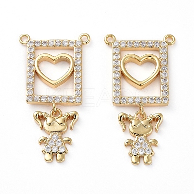 Brass Micro Pave Clear Cubic Zirconia Pendants ZIRC-L076-032G-1