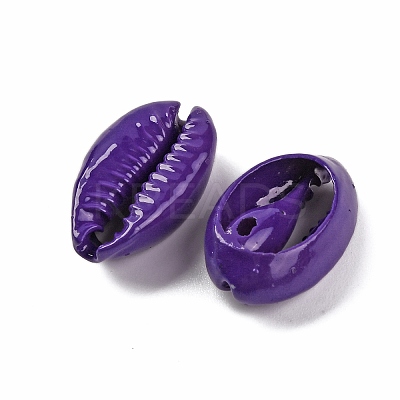Baking Paint Cowrie Shell Beads SSHEL-M023-01G-1