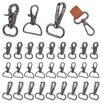 30Pcs 3 Styles Zinc Alloy Swivel Lobster Claw Clasps FIND-WR0009-68B-1