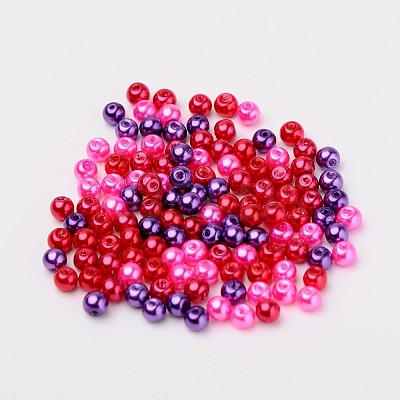 Valentine's Mix Glass Pearl Beads Sets HY-X006-4mm-10-1