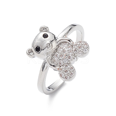 Bear Cubic Zirconia Cuff Ring RJEW-M146-03F-1