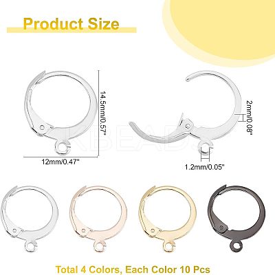 40Pcs 4 Colors 304 Stainless Steel Leverback Earring Findings STAS-UN0029-67-1