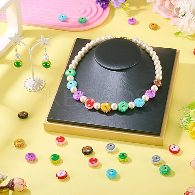 18Pcs 9 Colors Fuuny Painted Glass Beads Enamel Beads LAMP-TA0001-93-1