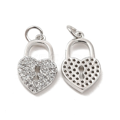 Brass Micro Pave Clear Cubic Zirconia Pendants KK-E068-VB158-1