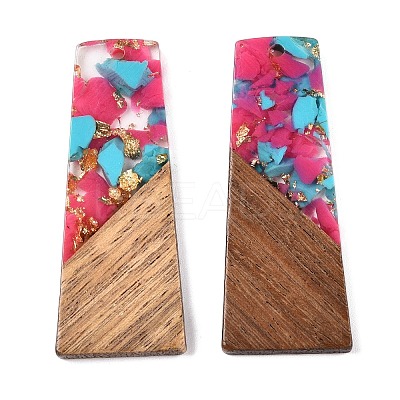Opaque Resin & Walnut Wood Pendants RESI-T058-04I-1