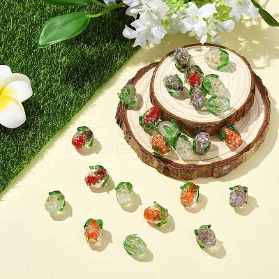 30Pcs 5 Colors Handmade Gold Foil Lampwork Glass Beads FOIL-CJ0001-14-1
