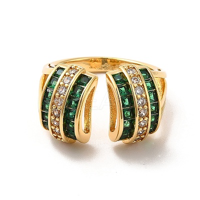 Cubic Zirconia Arch Open Cuff Ring RJEW-C041-02G-04-1