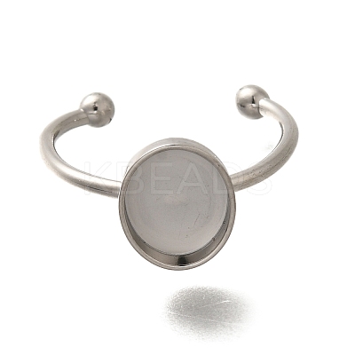 304 Stainless Steel Open Cuff Ring Components STAS-M057-01I-P-1