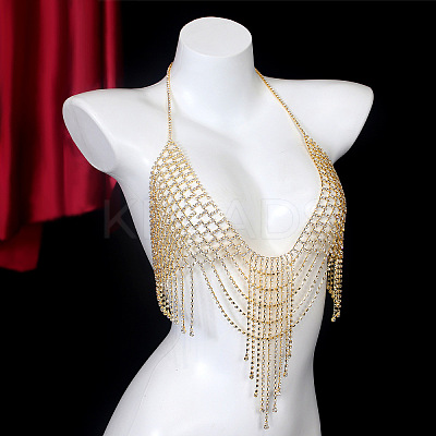 Alloy Full Crystal Rhinestone Mesh Tassel Chest Sexy Body Chains for Bikini FS-WG2AAFB-02-1