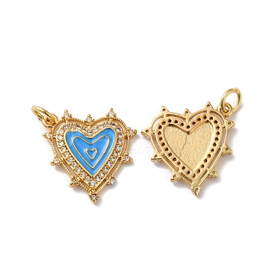 Rack Plating Brass Micro Pave Clear Cubic Zirconia Charms KK-D074-04G-04-1