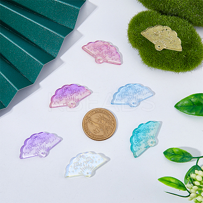 70Pcs 7 Colors Transparent Spray Painted Glass Pendants GLAA-DC0001-19-1